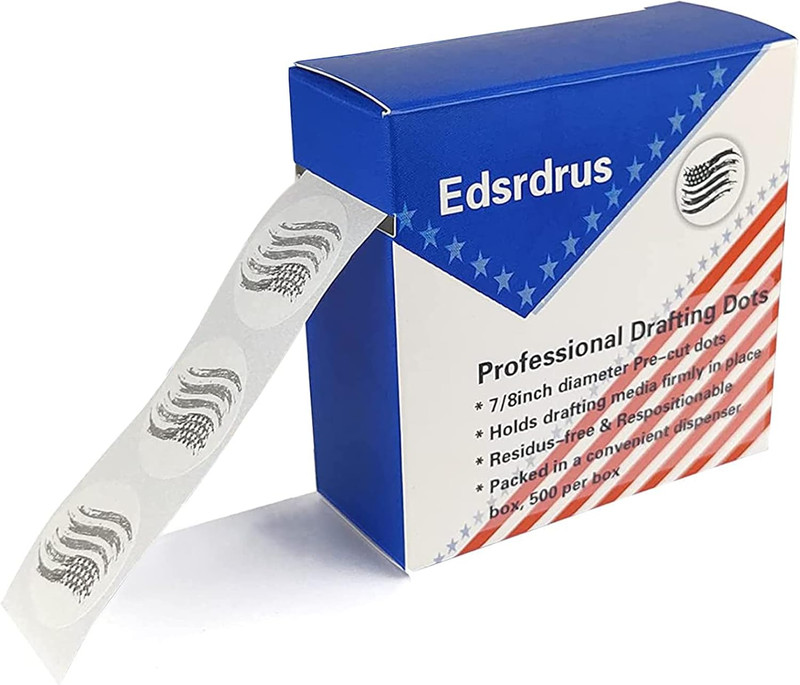 1 Pack Drafting Dots 7/8” Diameter, Low Tack, Easy Removal, Pre-Cut Drafting Tap