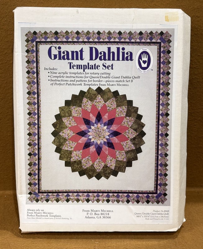 Giant Dahlia Template Set #8949 Complete Set Of 9 Templates In Box Vintage.