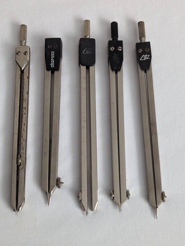 Vintage Drafting Lot of 7 German Drafting Compass ~ Alvin, Lutz, CCC, Charvoz gallery