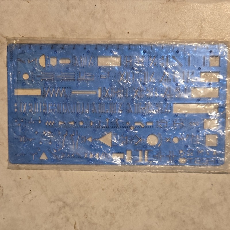 Vintage Blue Plastic Drafting Template Stencil 88000652096 Drawing Design Tool