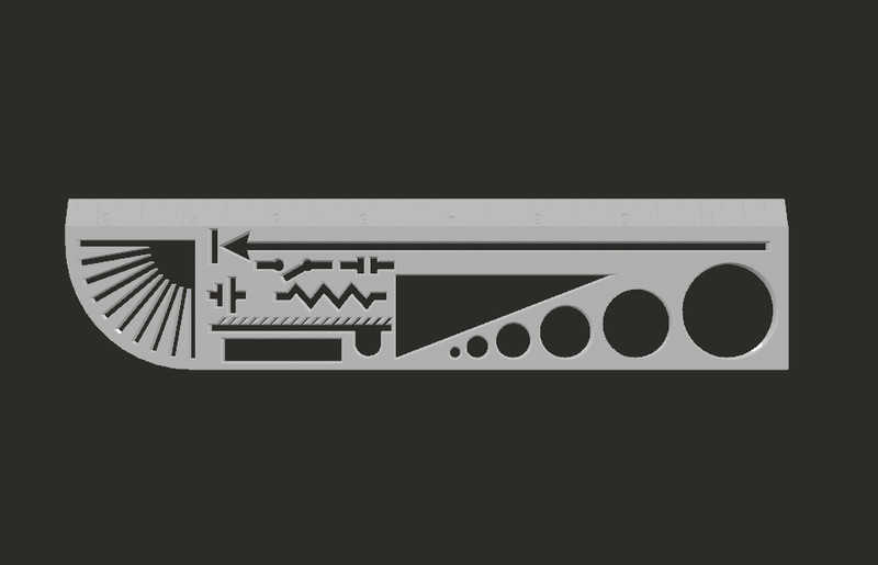 Engineer Stencil Ruler (Drafting / Design / Technical Drawing Template) - Black