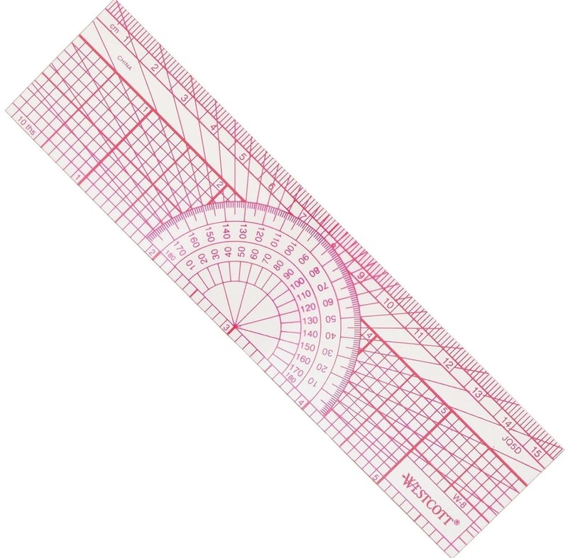 Engineers' Protractor Ruler, Dual-Scales Cm and Tenths-Inch, Back-to-School, Sch