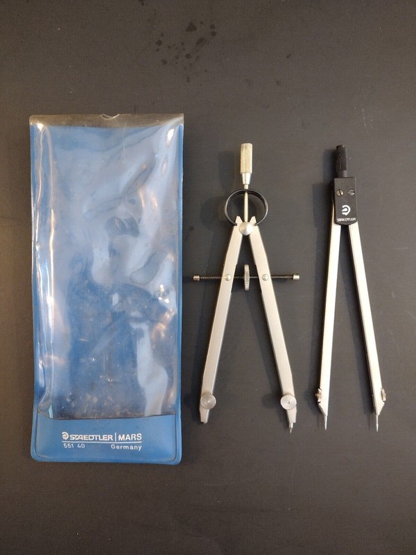 Vintage Lot Of 2 Staedtler Mars Drafting Compass Tools 551 40 Germany