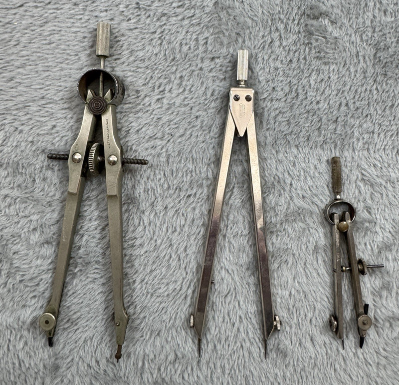 Drafting Tools Compass Germany SET OF 3 Dietzgen Bruning & Charvos (USA)