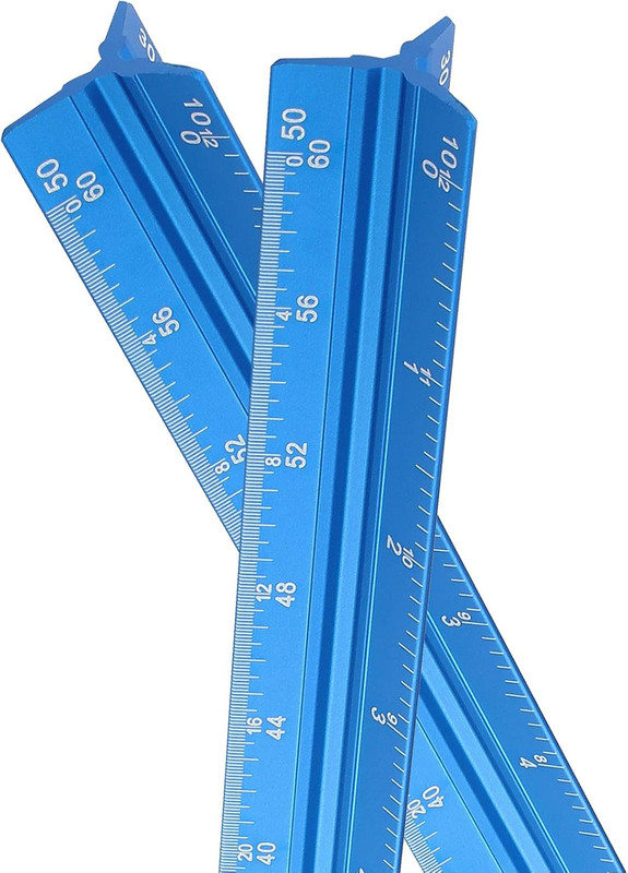12 Inch Aluminum Engineer Scale Ruler Triangular Drafting Tool Imperial Scales B gallery