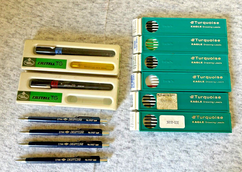 Vintage Mechanical Pencils, Leads, Faber Castell Pens Drawing Drafting Lot