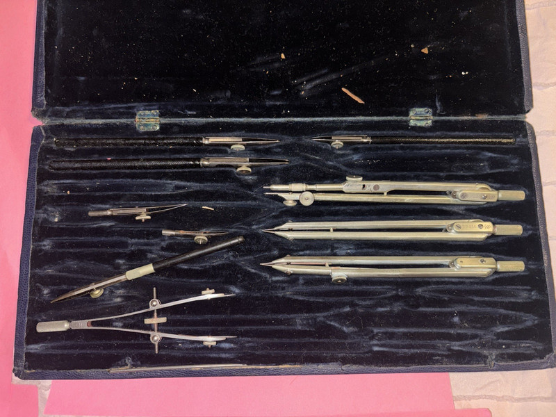 Antique Drafting Tool Sets Made In Germany with Cases misc parts gallery