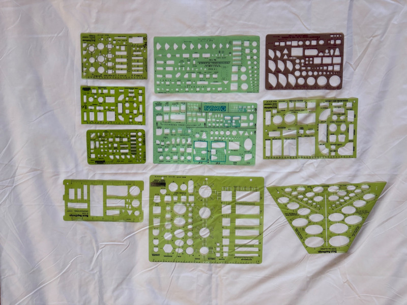 Set of 10 Drafting Templates, Interior Design, Architecture, Lot of 10