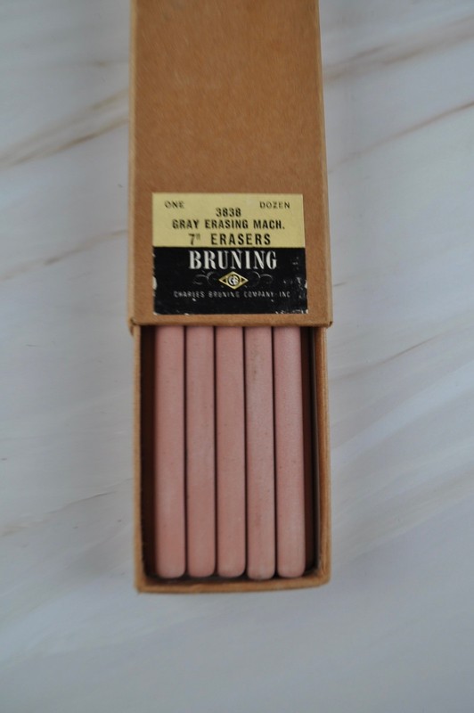 Vintage Bruning Erasers 7” #3838 for Gray Erasing Machine
