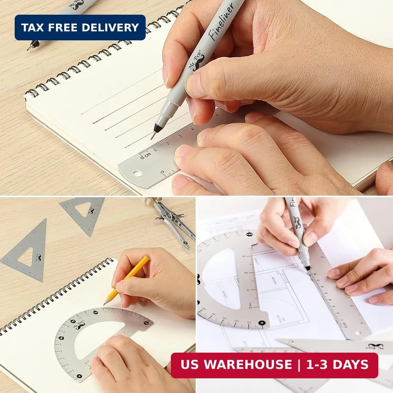 Mr. Pen- Professional Geometry Set, 15 pcs, Drafting Tools with Protractor, Comp gallery