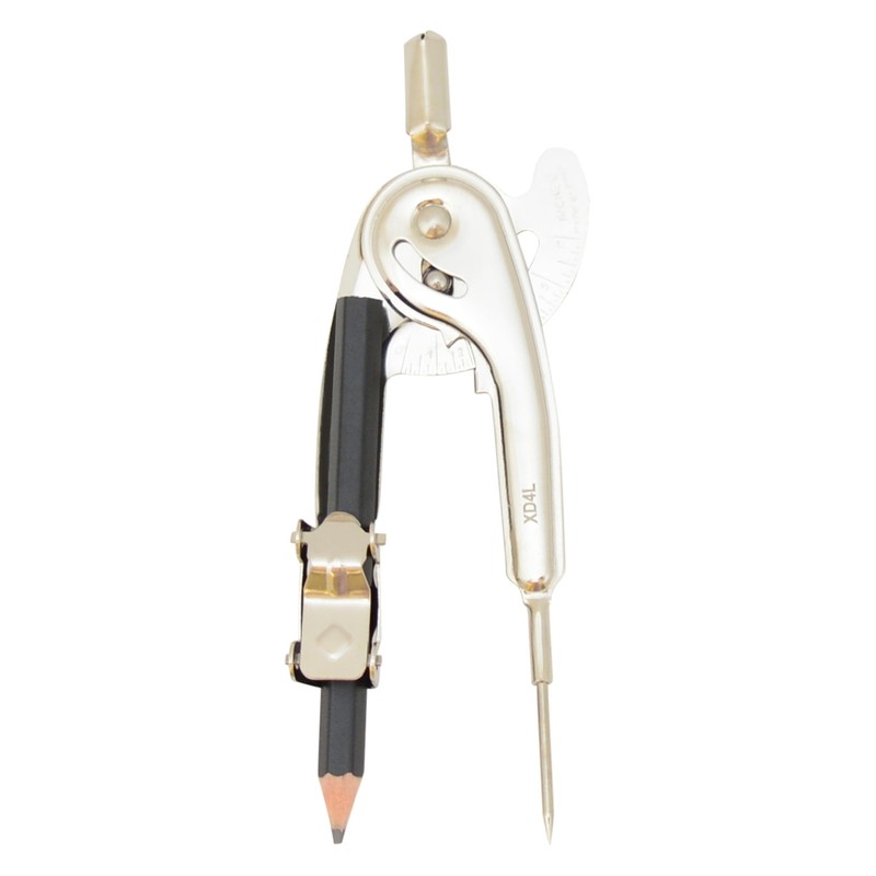 Nickel-Plated Ball Bearing Compass with Pencil for Drawing Circles 13"