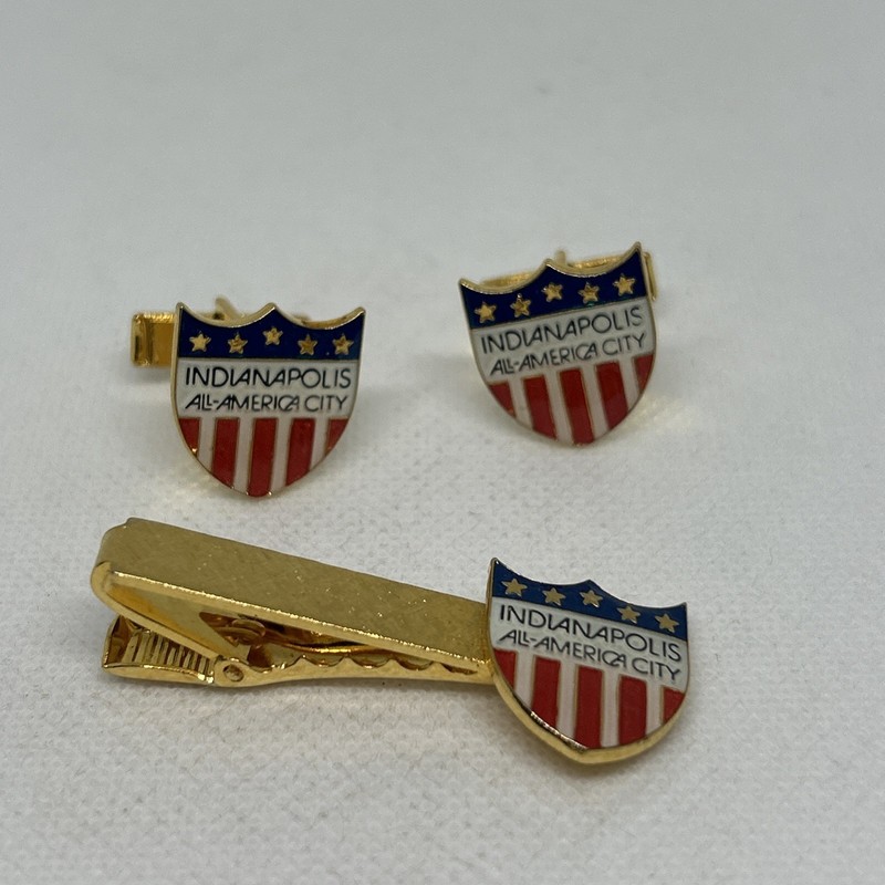 Vintage Indianapolis All America City GOLD TONE CUFF and Tie LINKS