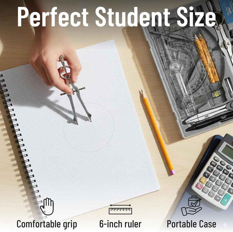 Geometry Set with 6 Inch Swing Arm Protractor, Divider, Set Squares, Ruler, Comp gallery