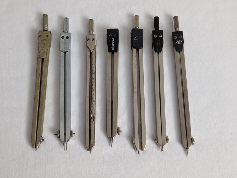 Vintage Drafting Lot of 7 German Drafting Compass ~ Alvin, Lutz, CCC, Charvoz gallery