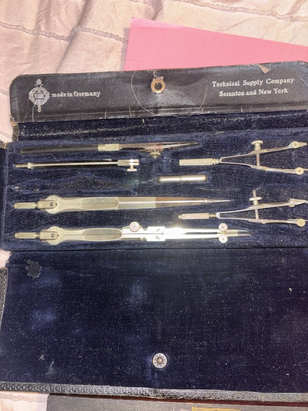 Antique Drafting Tool Sets Made In Germany with Cases misc parts gallery