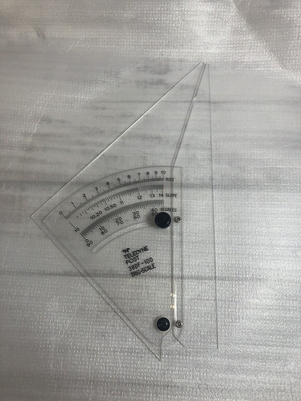 Vintage Teledyne Post Model 38DF-100 Trig-Scale Clear Plastic Slope Degrees Rise