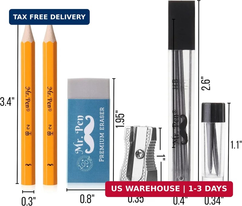 Mr. Pen- Professional Geometry Set, 15 pcs, Drafting Tools with Protractor, Comp gallery