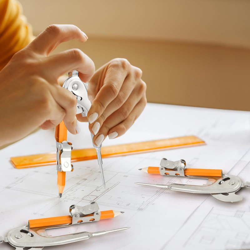 20 Pieces Silver Geometry Compass with Pencil Metal Drawing Tool for Students gallery