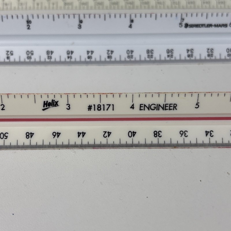 Lot of 5 Drafting / Architect / Engineering Plastic 3-Sided Triangle Rulers READ gallery