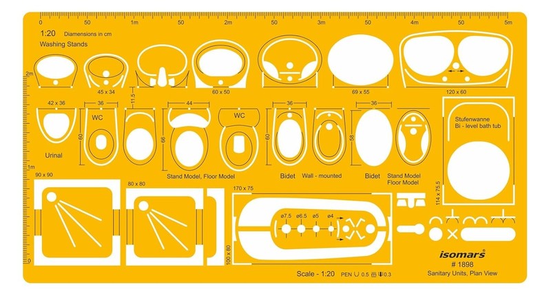 Bathroom Layout Template Stencil Architectural Symbols Drafting Tool